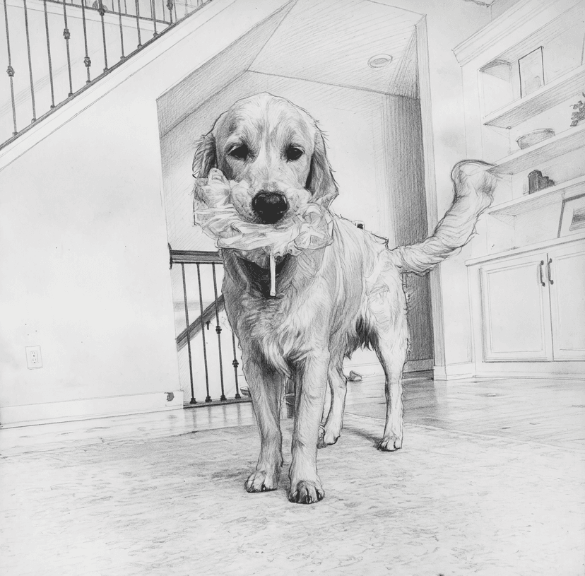 Pencil and charcoal sketch of Oliver